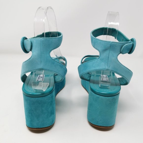 Prada Blue Suede Wedge Platform Heels - Picture 10 of 13